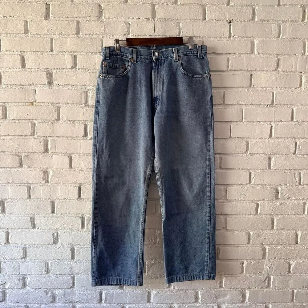 Vintage 90s Levi’s 505 Red Tab Straight Leg Faded Denim Jeans Made in USA 36x28